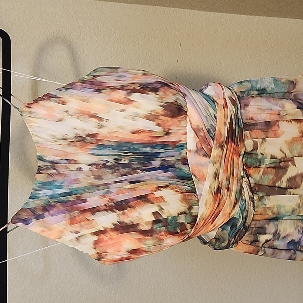 Aiden Strapless Dress with Abstract Multicolor Design